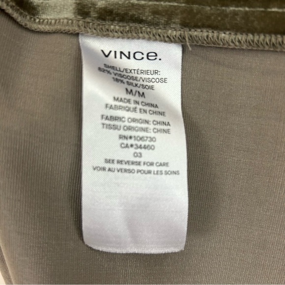 Vince Velvet Tee in Ragweed (Green/Grey) Silk Blend Short Sleeve Size Medium - Picture 13 of 13